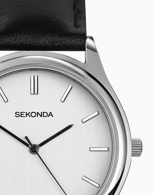 Sekonda Sekonda Evans 38mm Round Silver Watch In Black