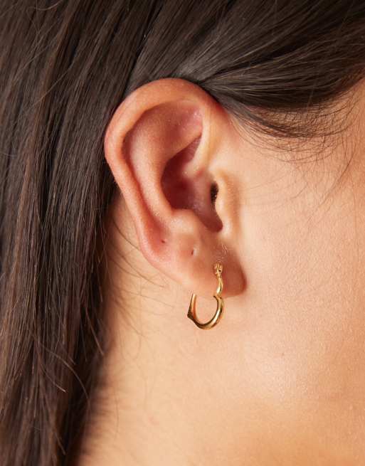 Seol + Gold 18ct Gold Vermeil Heart Hoop Earrings In Gold