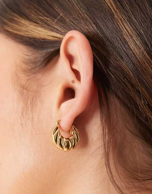 Seol + Gold vintage irregular hoop earrings in 18ct gold vermeil