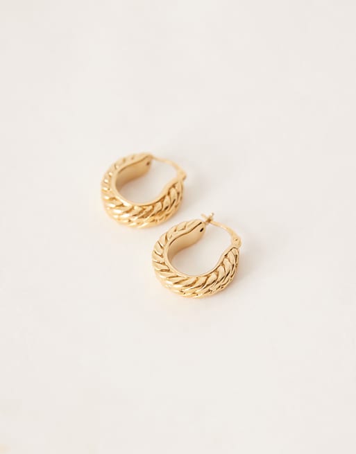Seol + Gold Vintage Rope Hoop Earrings In 18ct Gold Vermeil