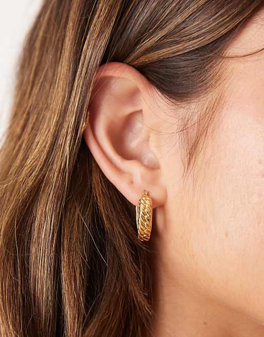 Seol + Gold Vintage Rope Hoop Earrings In 18ct Gold Vermeil
