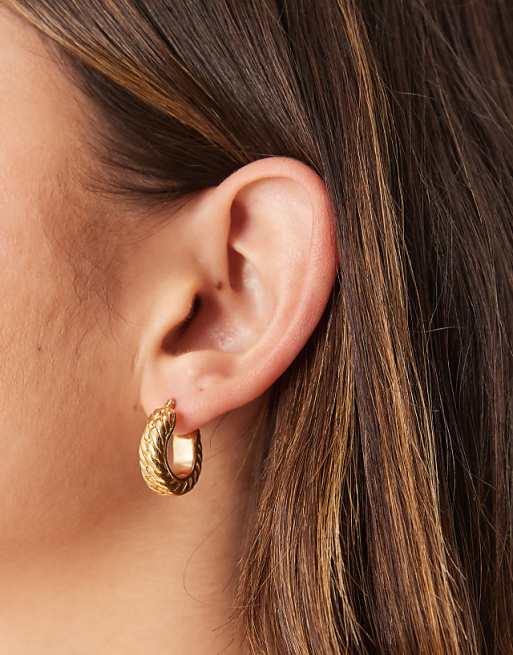 Seol + Gold vintage rope hoop earrings in 18ct gold vermeil