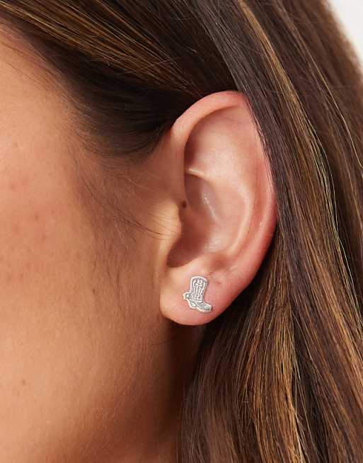 Seol + Gold western cowboy boot stud earrings in sterling silver