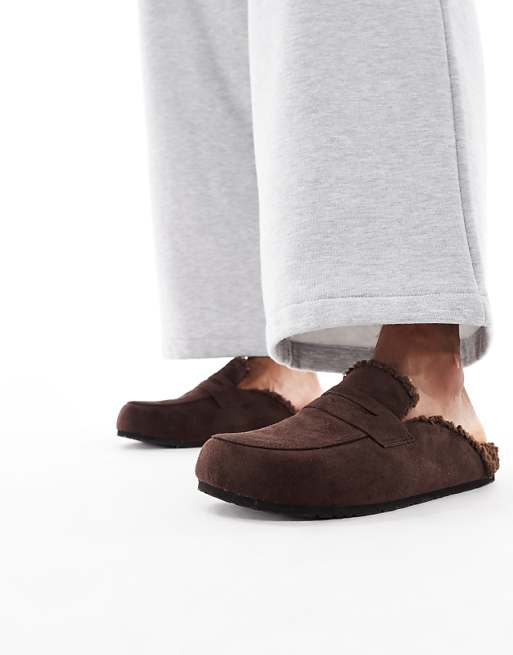 SEQWL Soda Fur Lined Mules In Chocolate