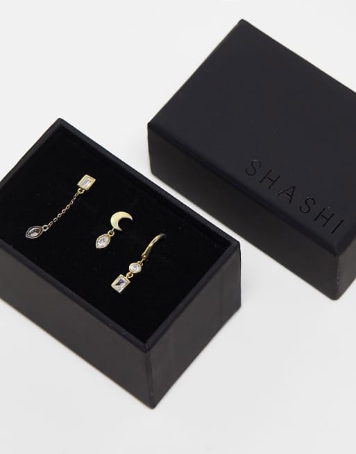 Shashi Celestial Ear Party 3 Pack Earrings In Gold Vermeil Plate