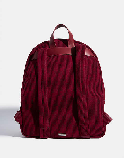 Skinnydip Burgandy Ditsy Flower Embroidered Backpack In Red