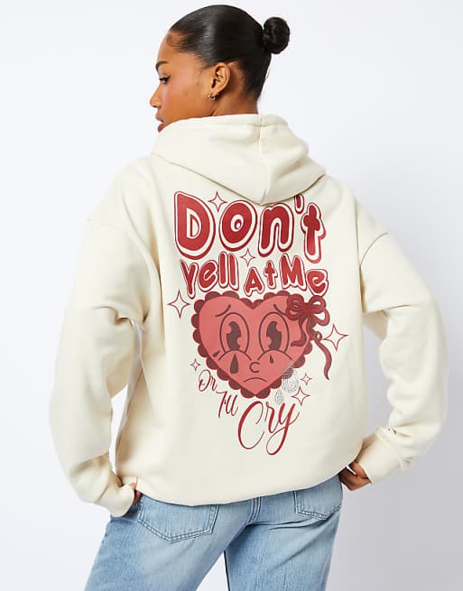 Skinnydip Girls dont cry hoodie in cream white