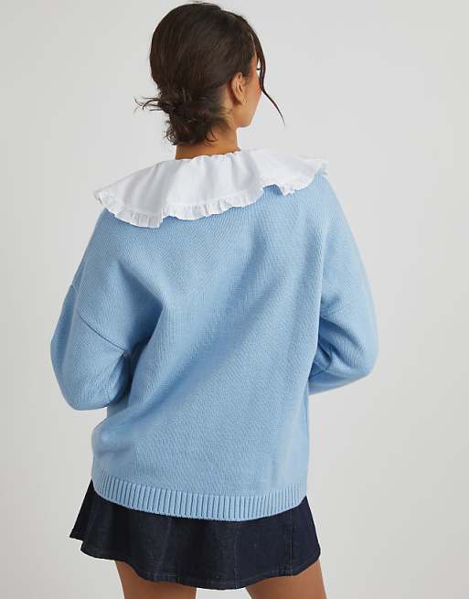 Skinnydip London 3d Flowers Knitted Jumper In Blue