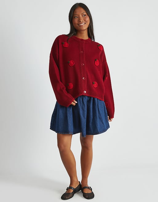 Skinnydip London Applique Tomato Cardigan In Red