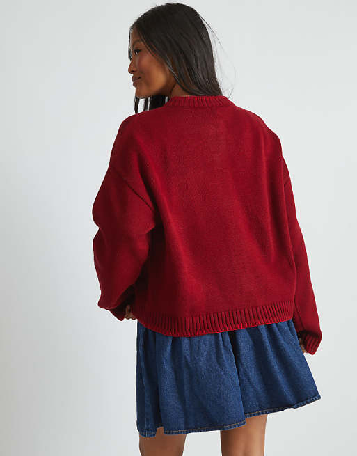 Skinnydip London Applique Tomato Cardigan In Red