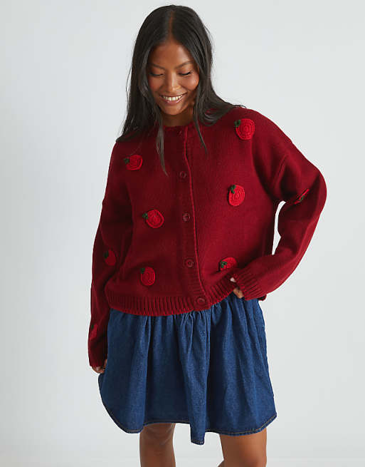 Skinnydip london applique tomato cardigan in red