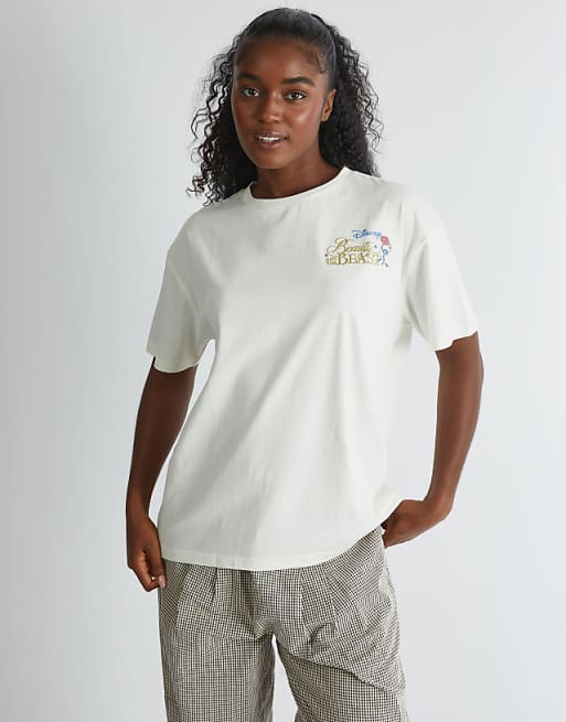 Skinnydip London Beauty And The Beast Poster T-shirt In Ecru