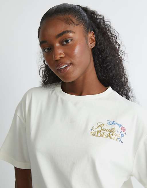 Skinnydip London Beauty And The Beast Poster T-shirt In Ecru