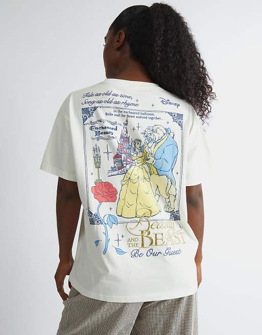 Skinnydip london beauty and the beast poster t-shirt in ecru