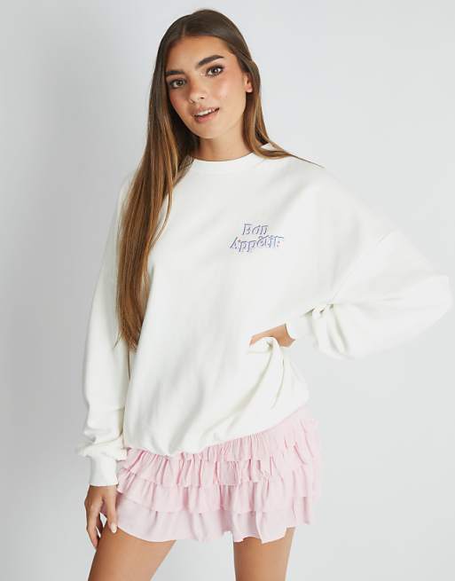 Skinnydip London Bon Appetit Sweatshirt In White