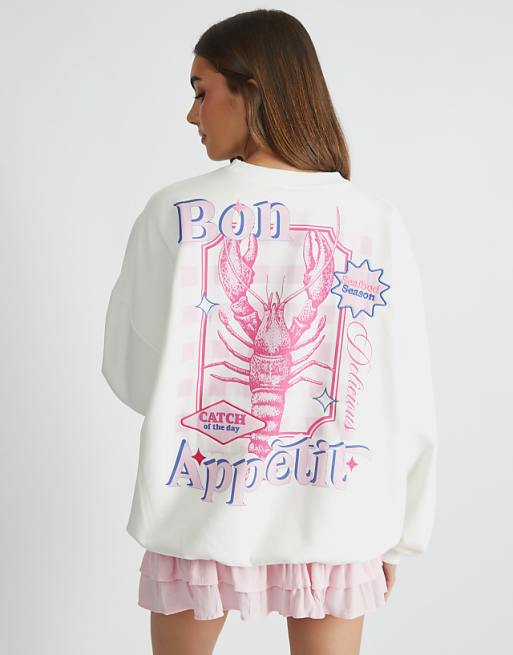 Skinnydip london bon appetit sweatshirt in white