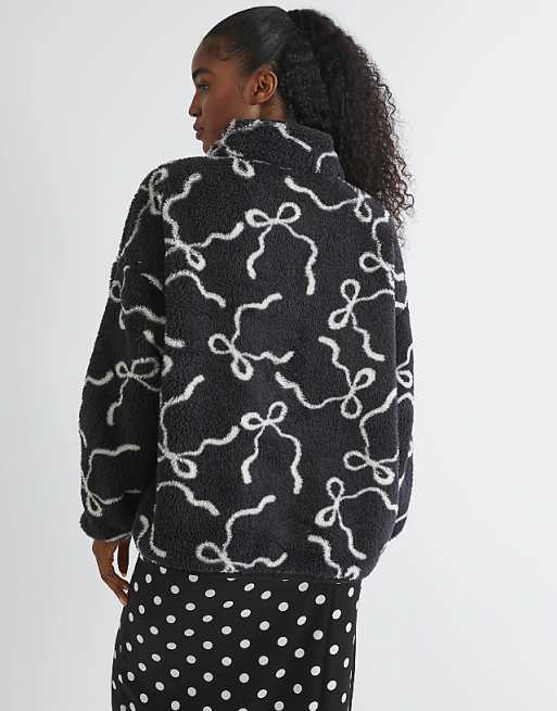 Skinnydip London Bow Longline Fleece In Black