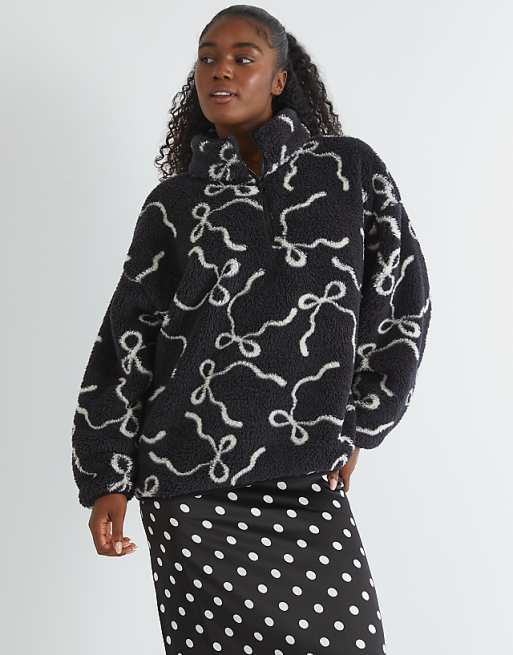 Skinnydip london bow longline fleece in black