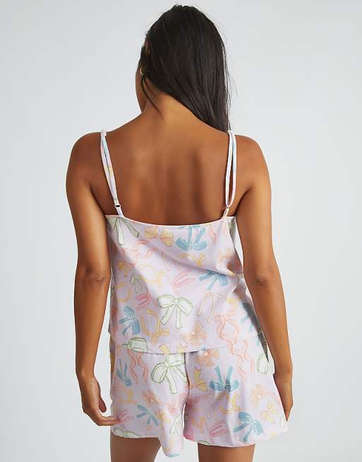 Skinnydip London Bow Print Cami & Short Pyjama Set In Blue