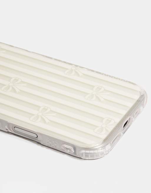Skinnydip London Bow Stripe Shock Iphone Case In White
