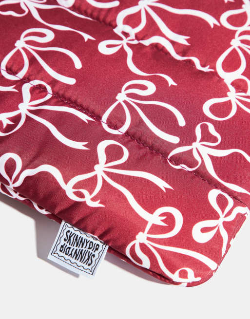 Skinnydip London Burgandy Bows Laptop Sleeve 14"""" In Red