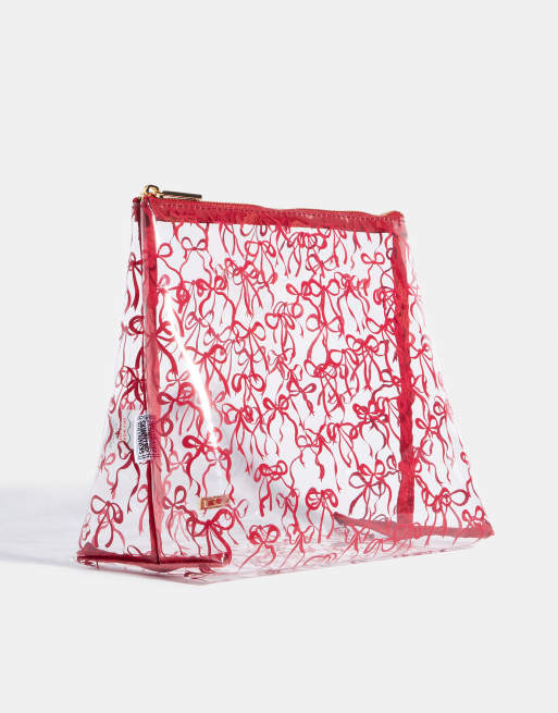 Skinnydip London Burgundy Bow Wash Bag In Red