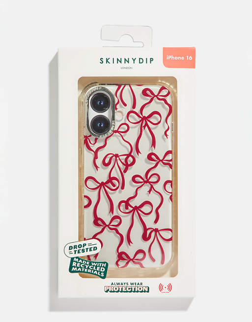 Skinnydip london burgundy bows iphone case in red