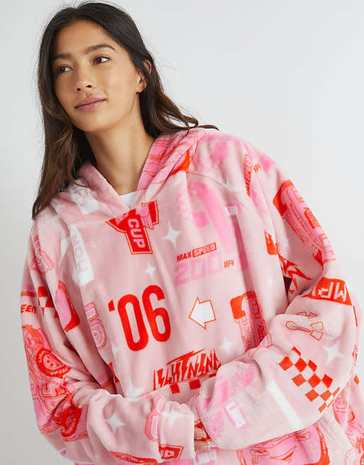 Skinnydip London Cars Pink Blanket Hoodie In Pink