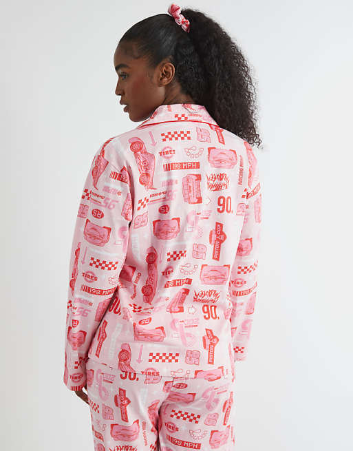 Skinnydip London Cars Pink Pyjama Set In Pink