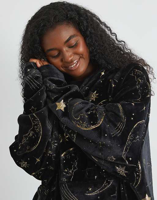 Skinnydip London Celestial Gold Blanket Hoodie In Black