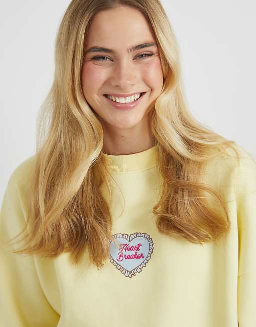 Skinnydip London Chase Dreams Not Cowboys Sweatshirt In Yellow