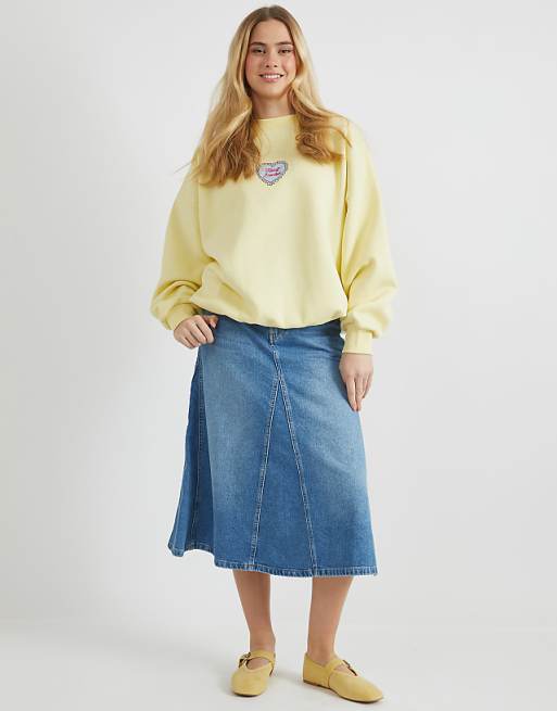 Skinnydip London Chase Dreams Not Cowboys Sweatshirt In Yellow