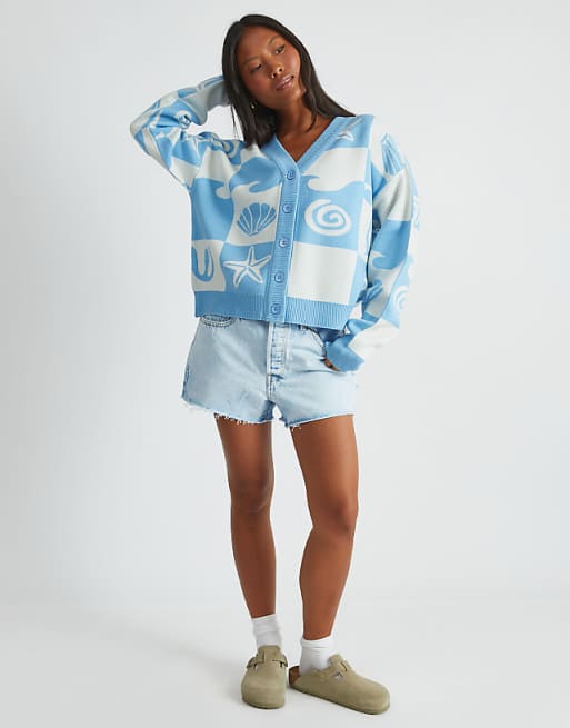 Skinnydip London Checked Shell Cardigan In Blue