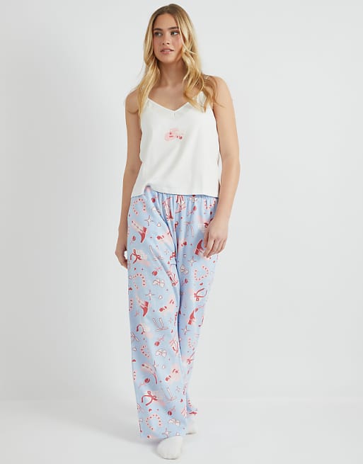 Skinnydip london cowboy coquette cami & trouser pyjama set in blue