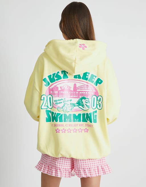 Skinnydip london disney finding nemo just keep swimming hoodie in yellow