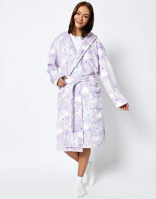Skinnydip London Disney Living In A Fantasy Print Dressing Gown In Lilac