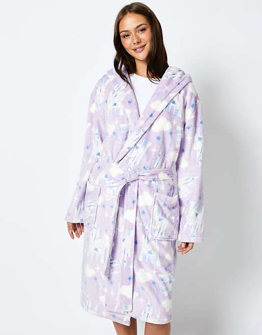 Skinnydip london disney living in a fantasy print dressing gown in lilac