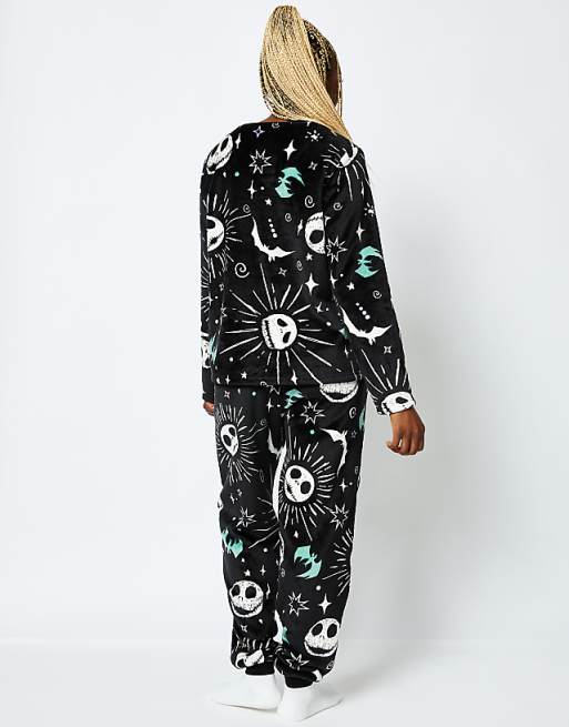 Skinnydip London Disney Nightmare Before Christmas Fleece Pyjama Set In Black
