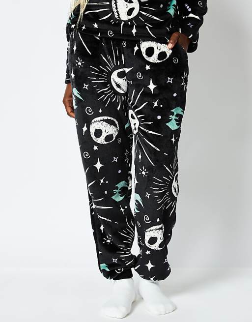 Skinnydip London Disney Nightmare Before Christmas Fleece Pyjama Set In Black