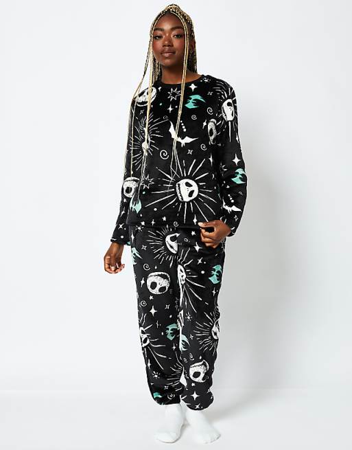 Skinnydip London Disney Nightmare Before Christmas Fleece Pyjama Set In Black