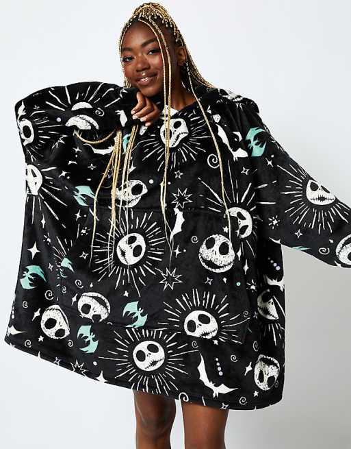 Skinnydip london disney nightmare before christmas jack blanket hoodie in black