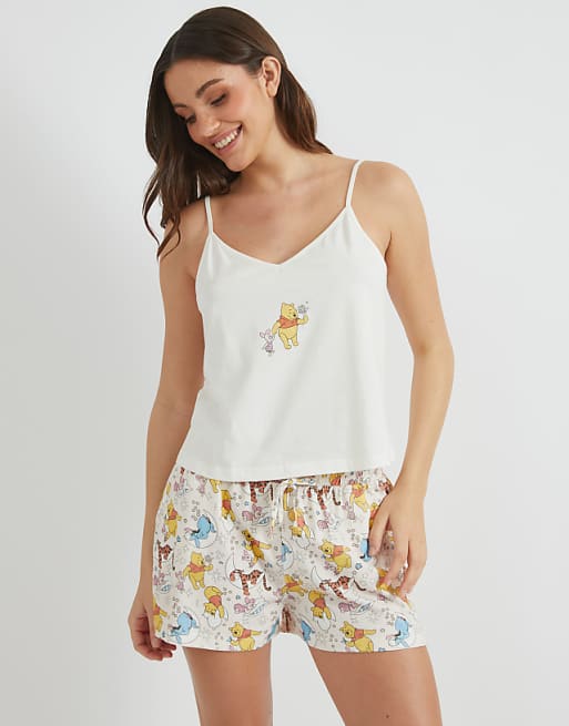 Skinnydip london disney winnie the pooh cami & short pyjama set in white