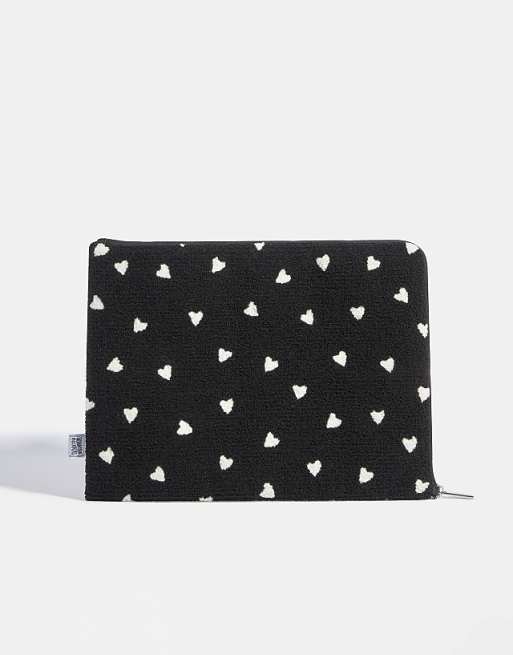 Skinnydip london ditsy heart fuzzy laptop case 16"""" in black