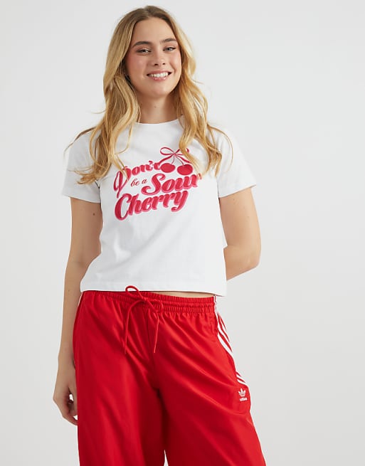 Skinnydip London Don't Be A Sour Cherry Baby Tee In White