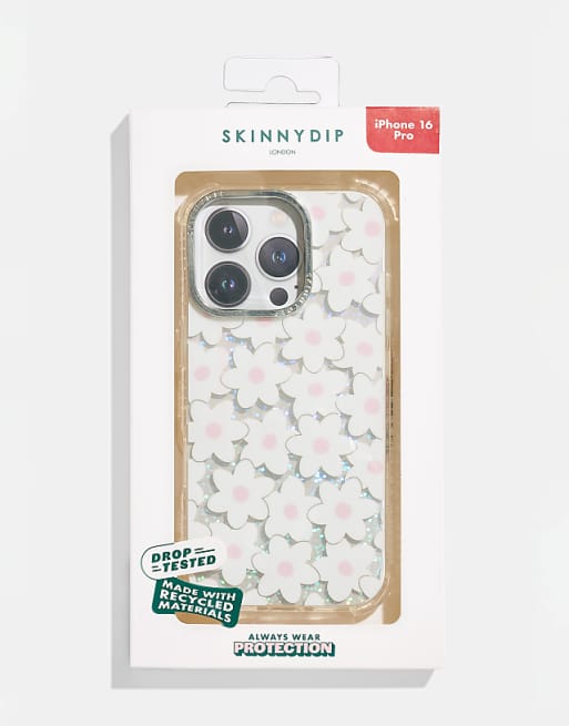 Skinnydip london ecru multi flower iphone case in pink