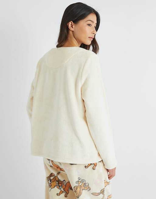 Skinnydip London Fox And The Hound Fleece Pyjama Set In White