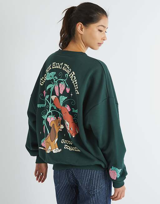 Skinnydip London Fox And The Hound Strawberry Sweatshirt In Green