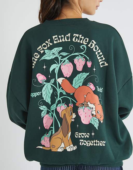 Skinnydip London Fox And The Hound Strawberry Sweatshirt In Green