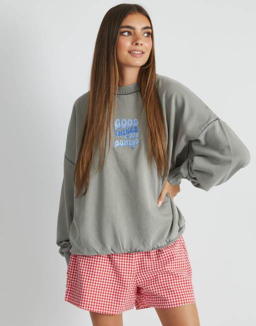 Skinnydip London Good Things Are Coming Sweatshirt In Grey