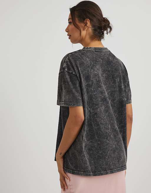 Skinnydip London Gross T-shirt In Acid Wash In Grey